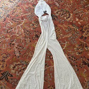 Warrior Within White Velvet Jumpsuit - NWOT